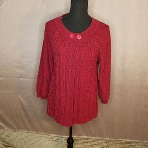 ×KIM ROGERS Red and Black‎ Sweater Cardigan Medium
